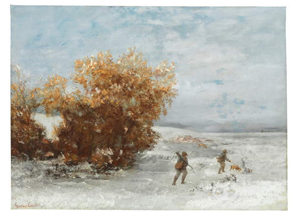 Detail of Hunters in the snow, 1866 by Gustave Courbet