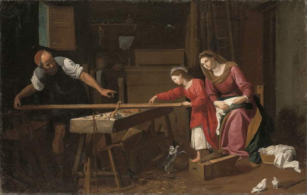 Detail of The Holy Family in the carpenter's shop by Jean Tassel