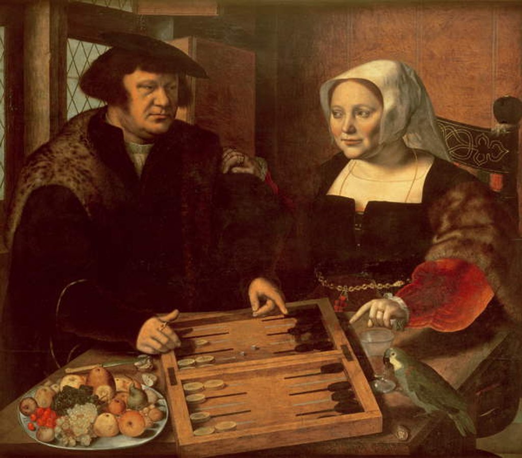 Detail of Portrait of a Husband and Wife Playing Tric-Trac by Jan Sanders van Hemessen