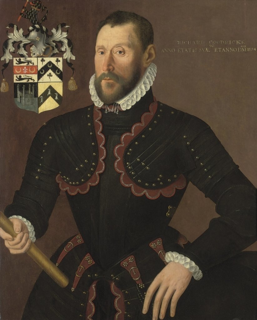 Detail of Portrait of Richard Goodricke, Sen.. aged 50, 1574 by English School