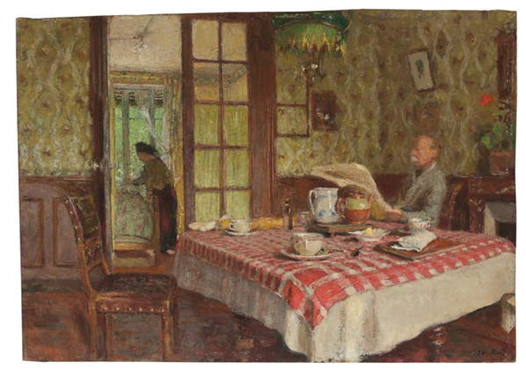 Detail of La lecture dans la salle à manger, Vaucresson, 1924 by Edouard Vuillard