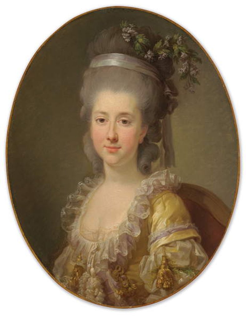 Detail of Portrait of Countess Urszula Potocka, née Zamoyska, bust-length by Elisabeth Louise Vigee-Lebrun