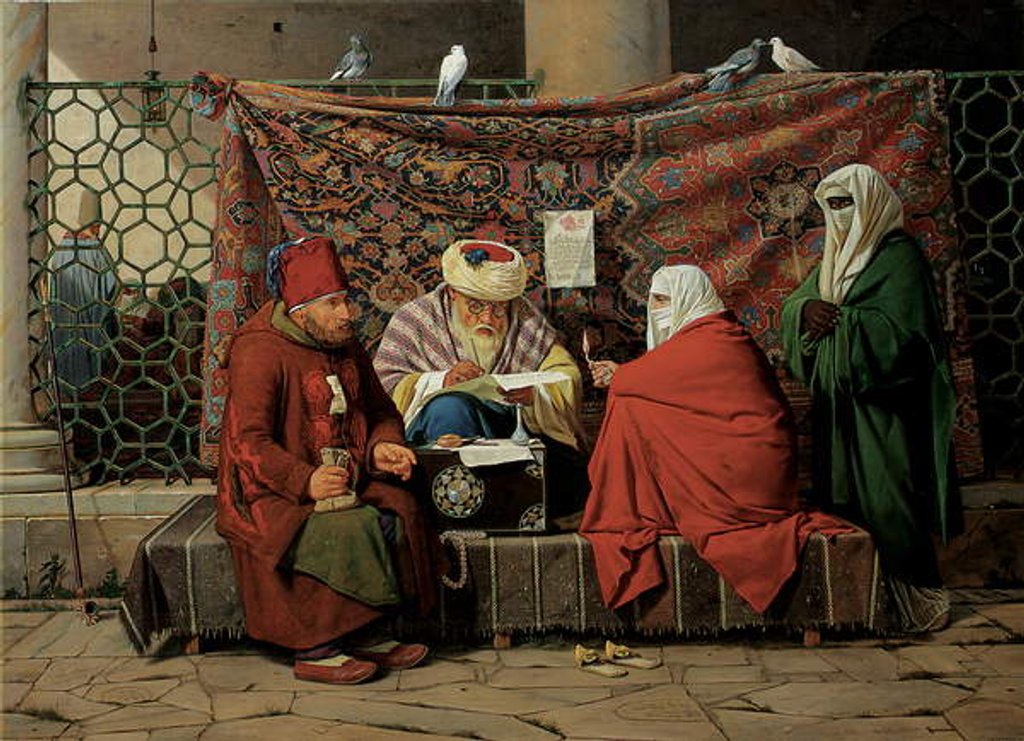 Detail of A Turkish Notary Drawing up a Marriage Contract in front of the Kilic Ali Pasha Mosque, Tophane, Cinstantinople, 1837 by Martinus Rorbye