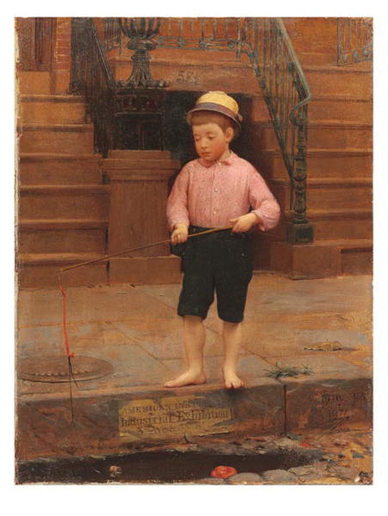 Detail of Boy Fishing at 58 ½ East 10th Street, 1871 by Seymour Joseph Guy