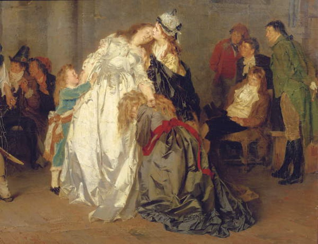 Detail of King Louis XVI of France bidding farewell to his family in the Temple prison, detail, 1873 by Ernst Meisel