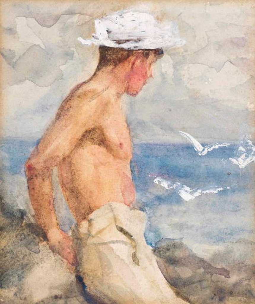 Detail of Study of a young man looking out to sea by Henry Scott Tuke