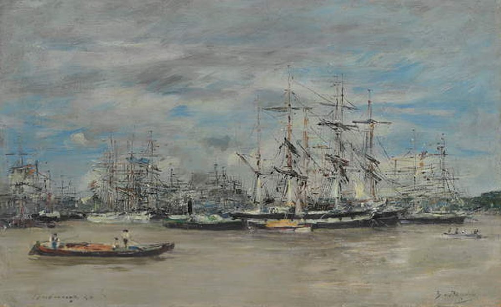 Detail of Bordeaux, le port, 1874 by Eugene Louis Boudin
