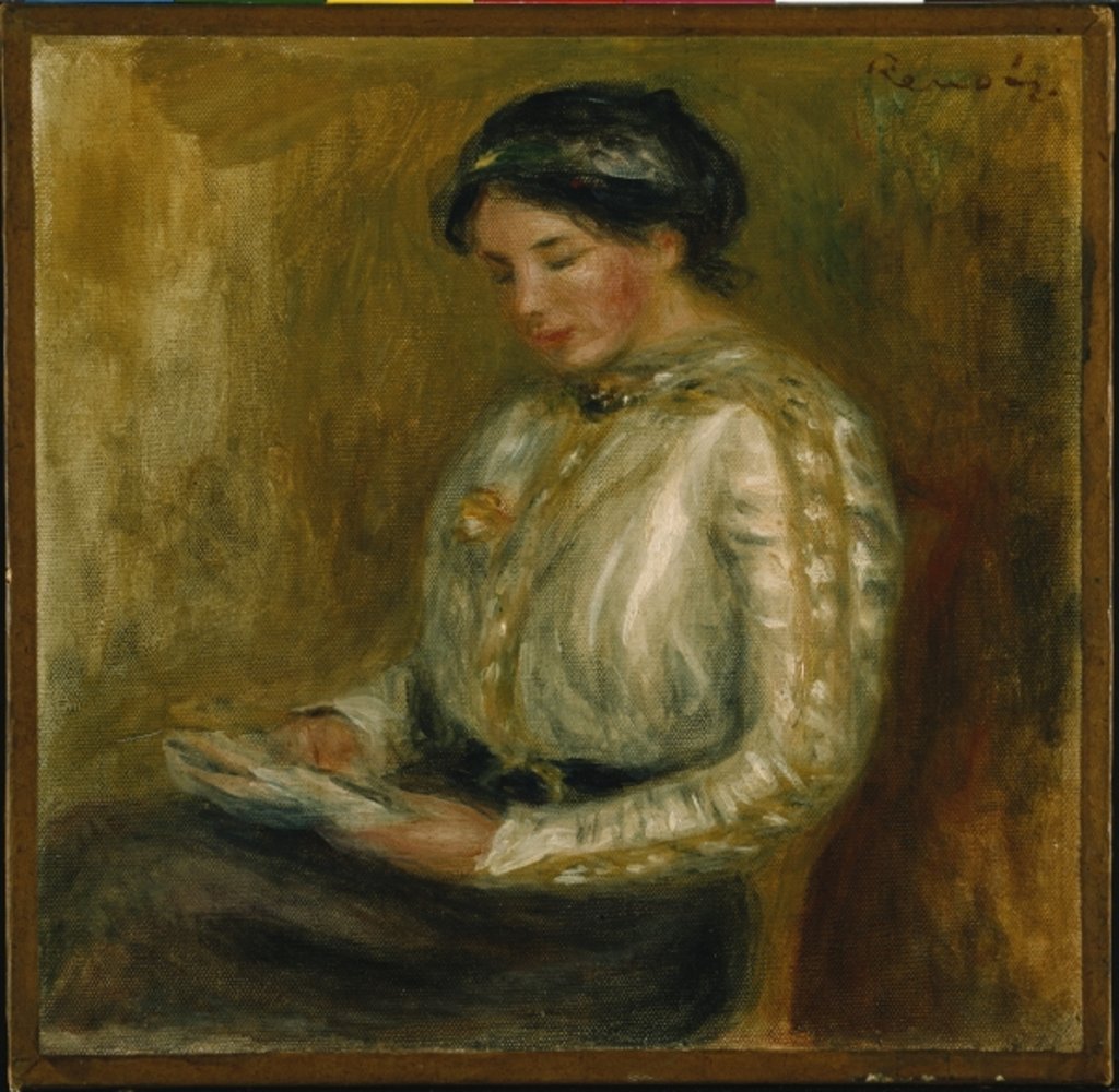 Detail of Woman Reading by Pierre Auguste Renoir