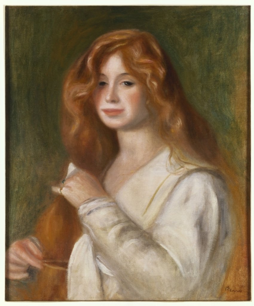 Detail of Girl Combing her Hair by Pierre Auguste Renoir