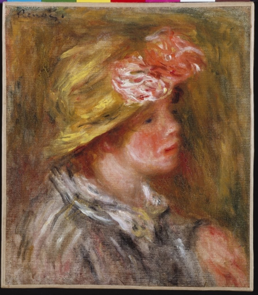 Detail of Young Woman in a Flowery Hat c.1917 by Pierre Auguste Renoir