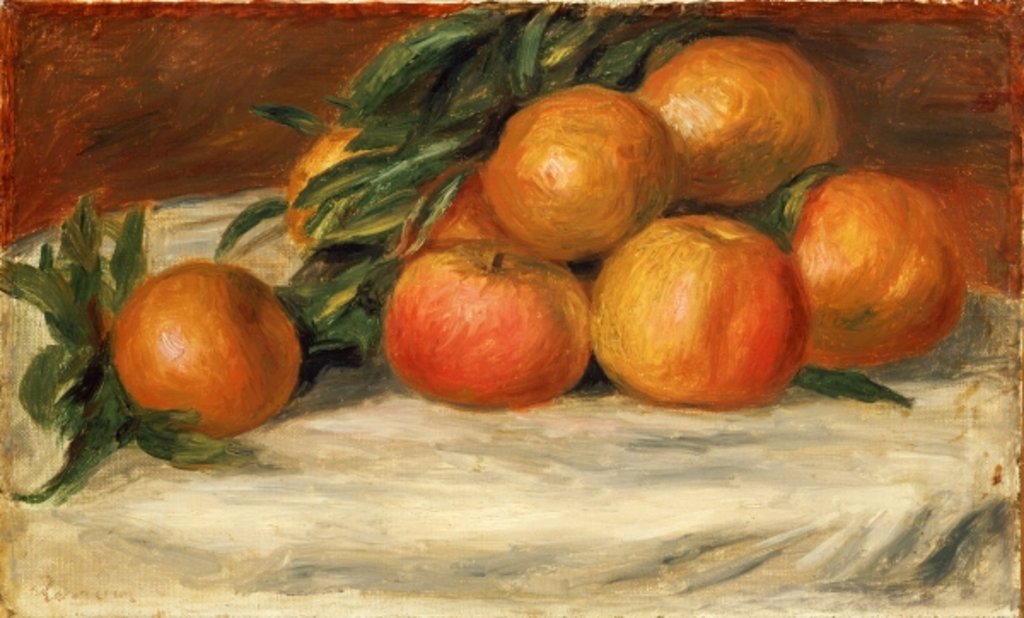 Detail of Still life with apples and oranges, c.1901 by Pierre Auguste Renoir