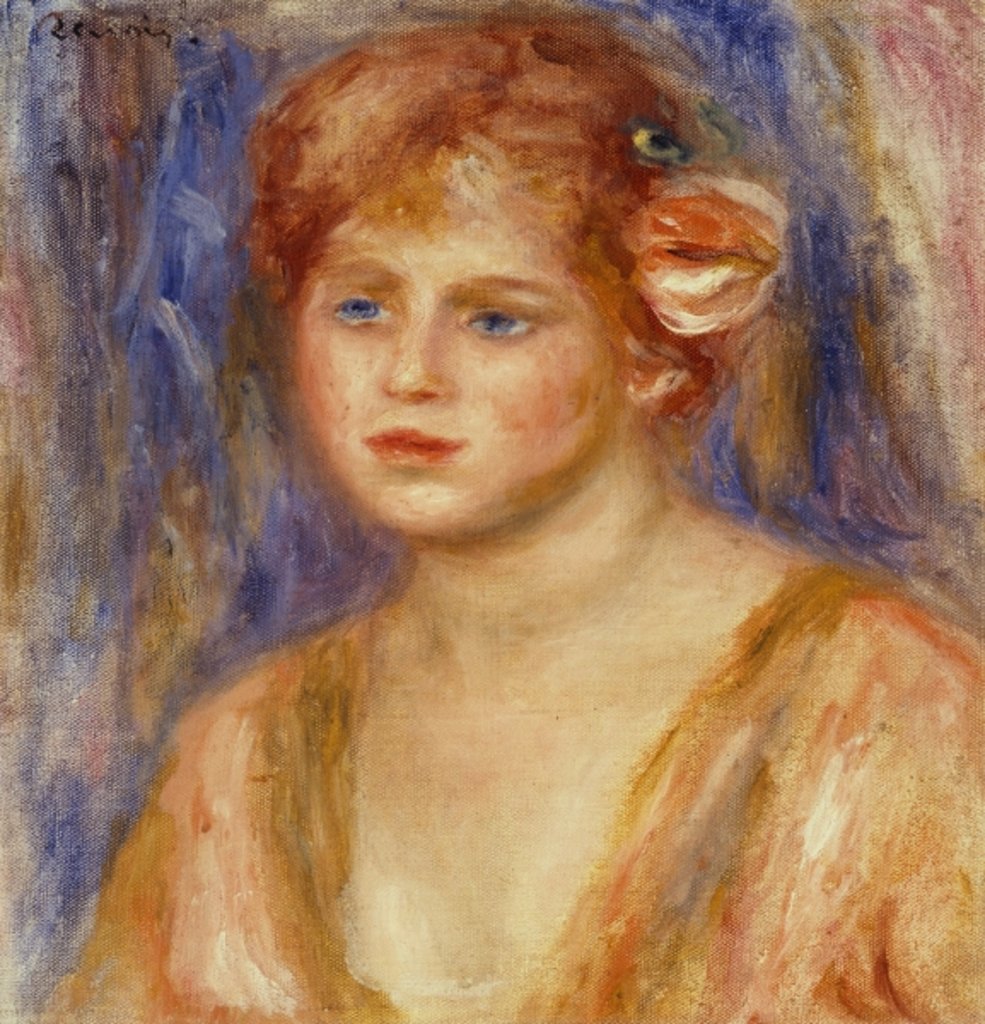 Detail of Portrait of a young girl by Pierre Auguste Renoir