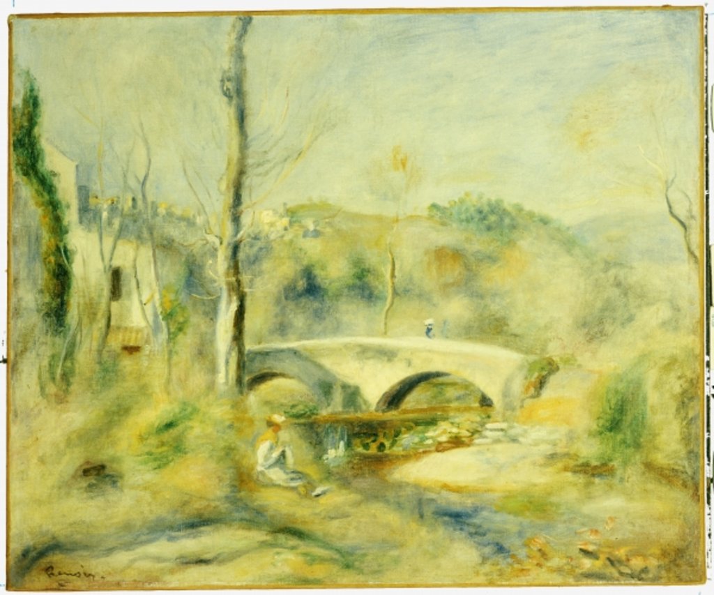 Detail of Landscape with a Bridge by Pierre Auguste Renoir