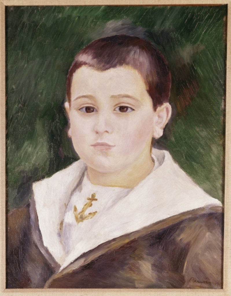 Detail of Head of a Young Boy in a Sailor Suit by Pierre Auguste Renoir