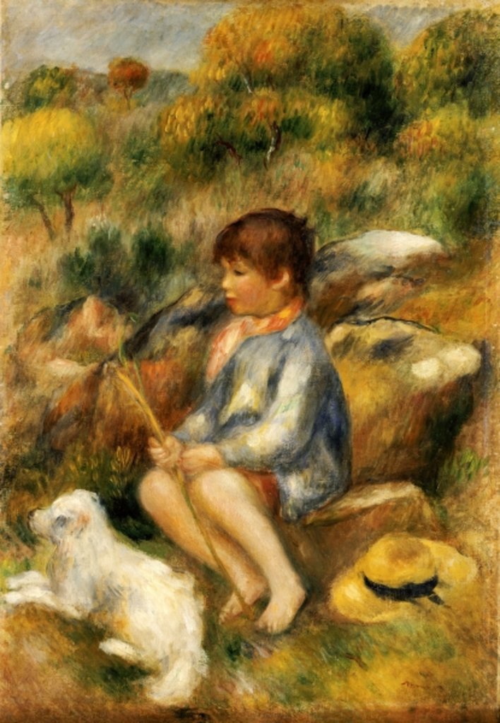 Detail of Young Boy by a Brook, 1890 by Pierre Auguste Renoir