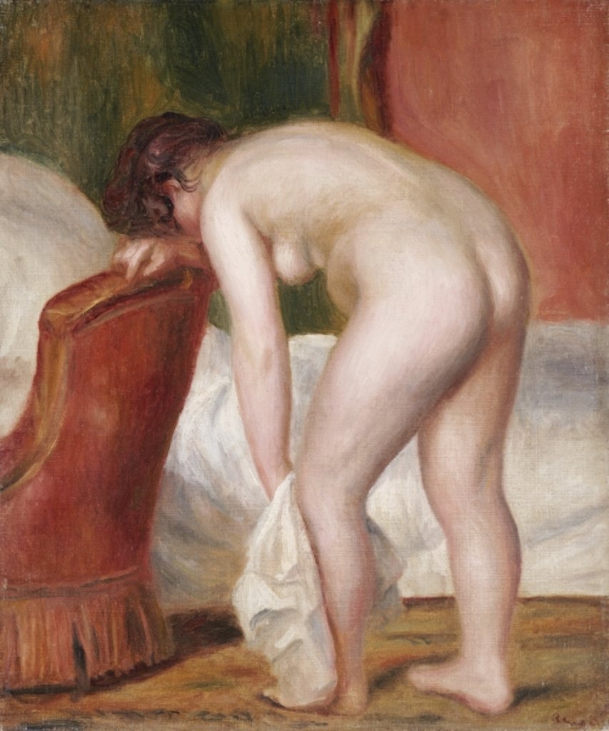 Detail of Female Nude Drying Herself, c.1909 by Pierre Auguste Renoir
