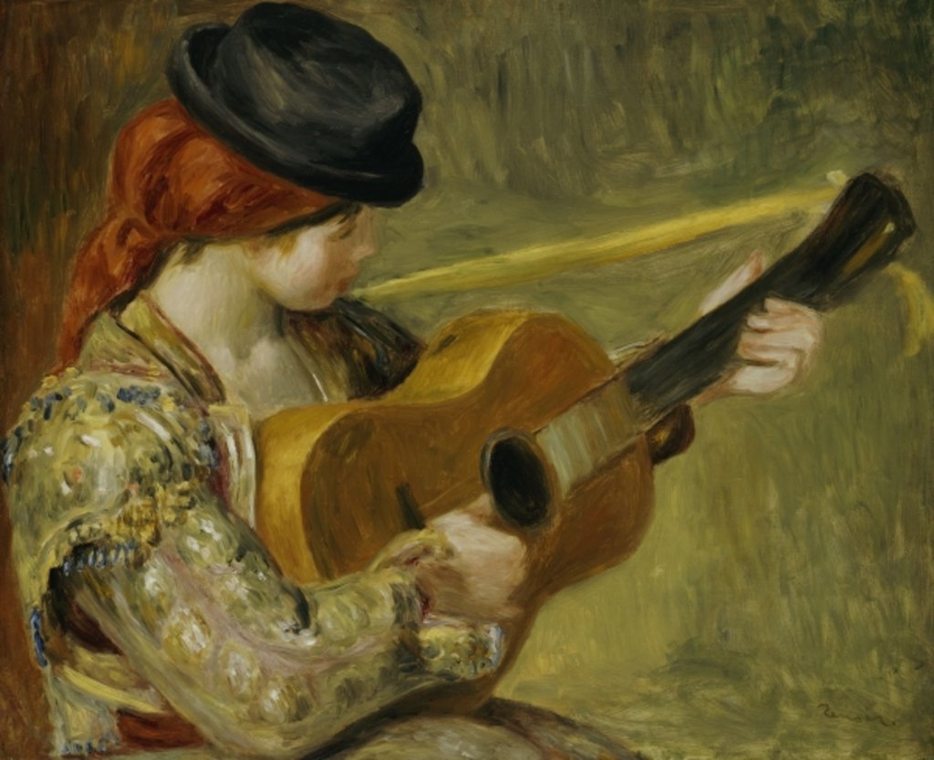 Detail of Girl with a Guitar, 1897 by Pierre Auguste Renoir