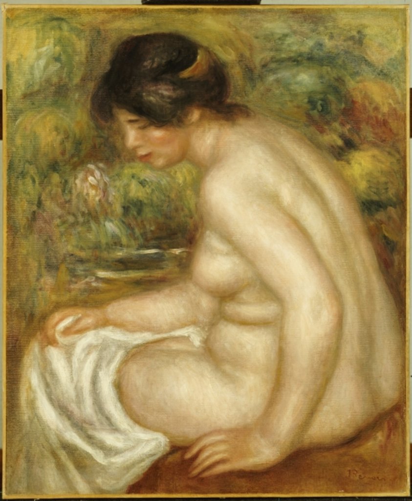 Detail of Side view of a seated bather by Pierre Auguste Renoir
