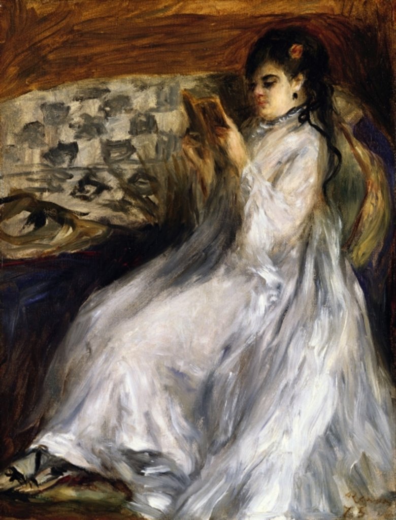 Detail of Woman in White Reading, 1873 by Pierre Auguste Renoir