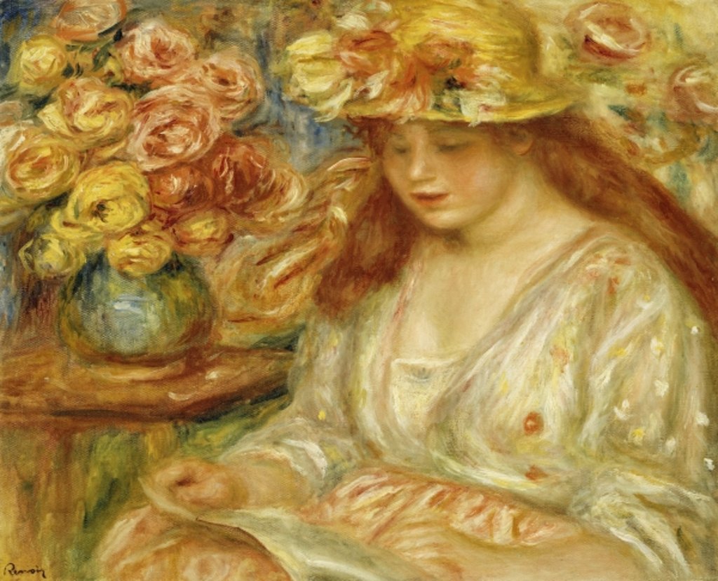 Detail of The Reader by Pierre Auguste Renoir