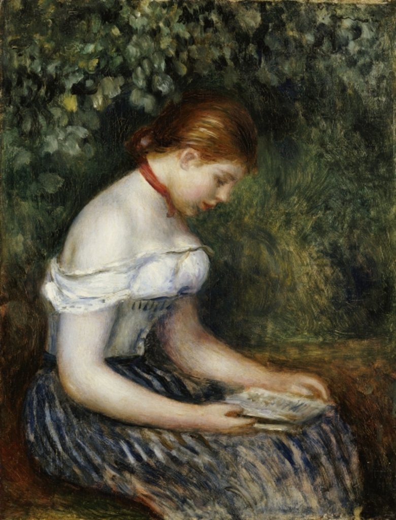 Detail of The Reader 1887 by Pierre Auguste Renoir