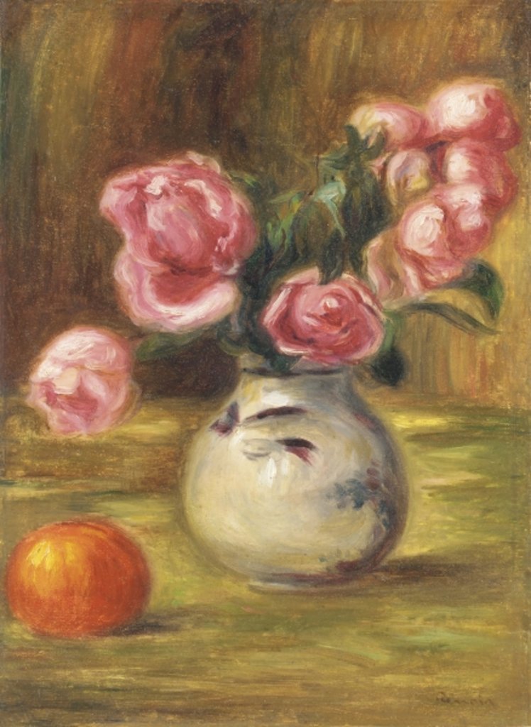 Detail of Vase of Roses and an Orange, 1910 by Pierre Auguste Renoir