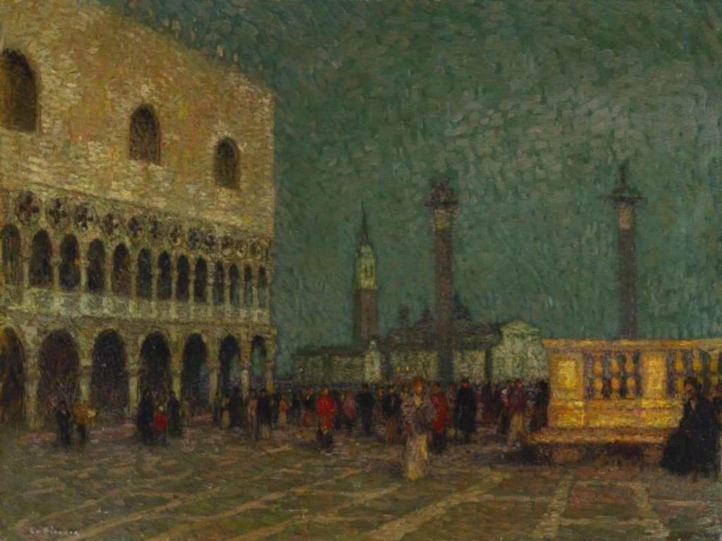 Detail of Venice, St. Mark's Square, c.1914 by Henri Eugene Augustin Le Sidaner