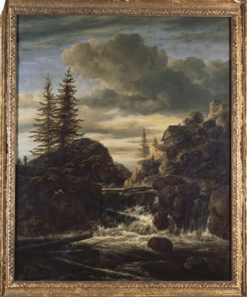 Detail of A Norwegian Landscape with a Cascade Waterfall by Jacob Isaaksz. or Isaacksz. van Ruisdael