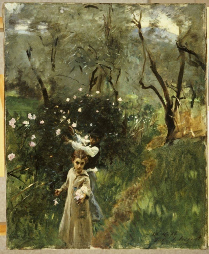 Detail of Gathering Flowers at Twilight by John Singer Sargent