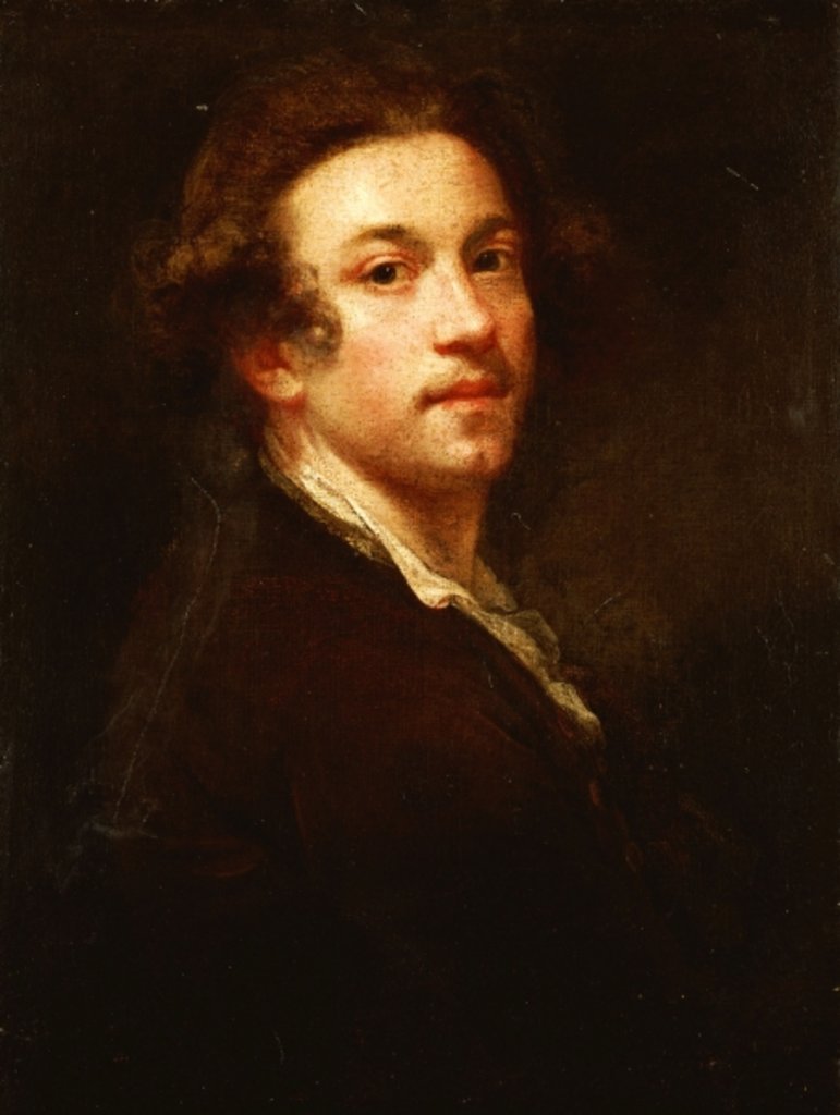 Detail of Self-portrait, half length, looking over his shoulder, in a brown coat and white shirt, c.1750-52 by Joshua Reynolds