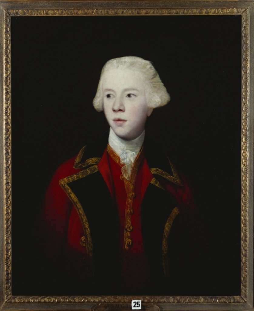 Detail of Portrait of George Augustus, 3rd Viscount Howe, half length, wearing the uniform of the 1st Guard by Joshua Reynolds