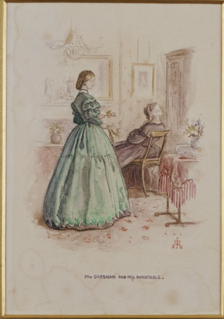 Detail of Mrs. Gresham and Miss Dunstable: An illustration to 'Framley Parsonage', 1861 by John Everett Millais