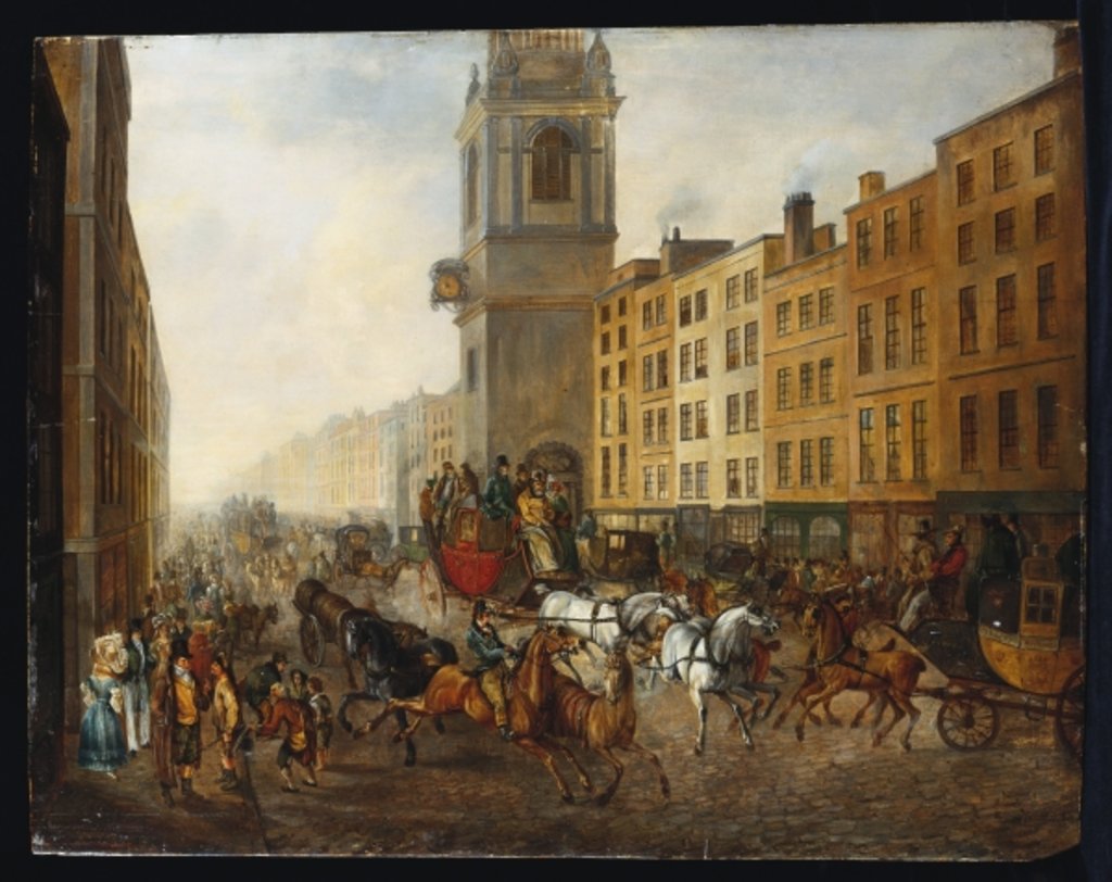 Detail of The London-to-Brighton Coach at Cheapside, 18th July 1831 by James Pollard