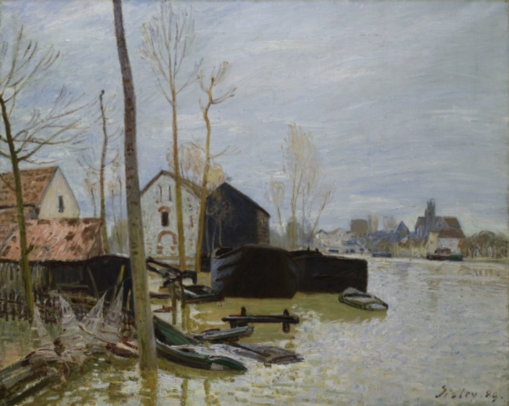 Detail of The Floods at Moret, 1889 by Alfred Sisley