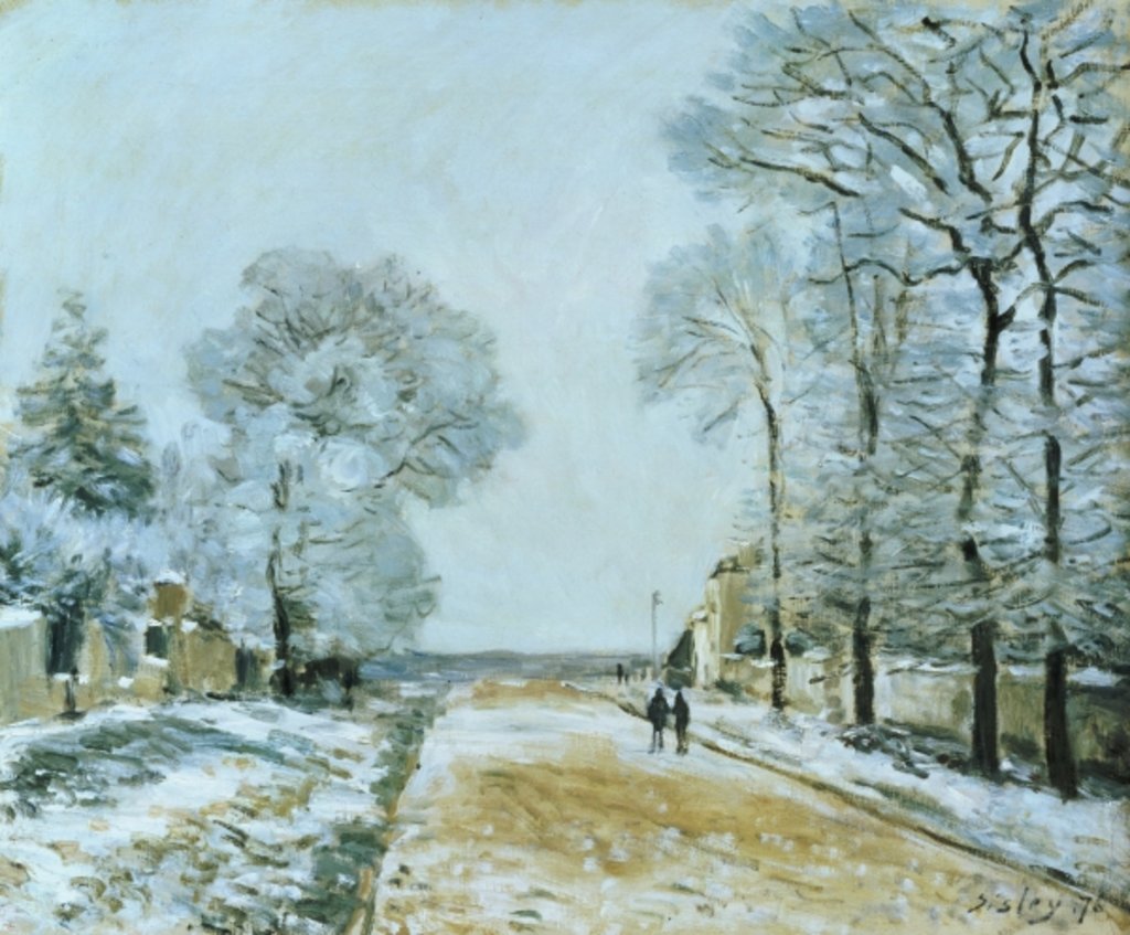 Detail of The Road, Snow Effect, 1876 by Alfred Sisley