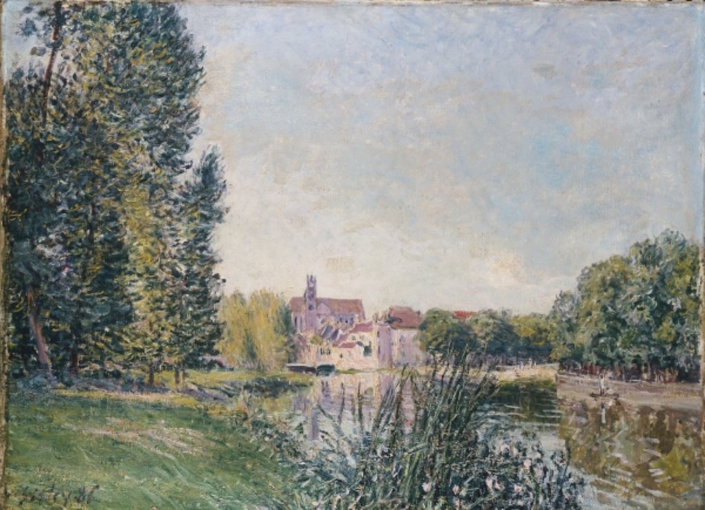 Detail of The Loing and the Church at Moret, 1886 by Alfred Sisley