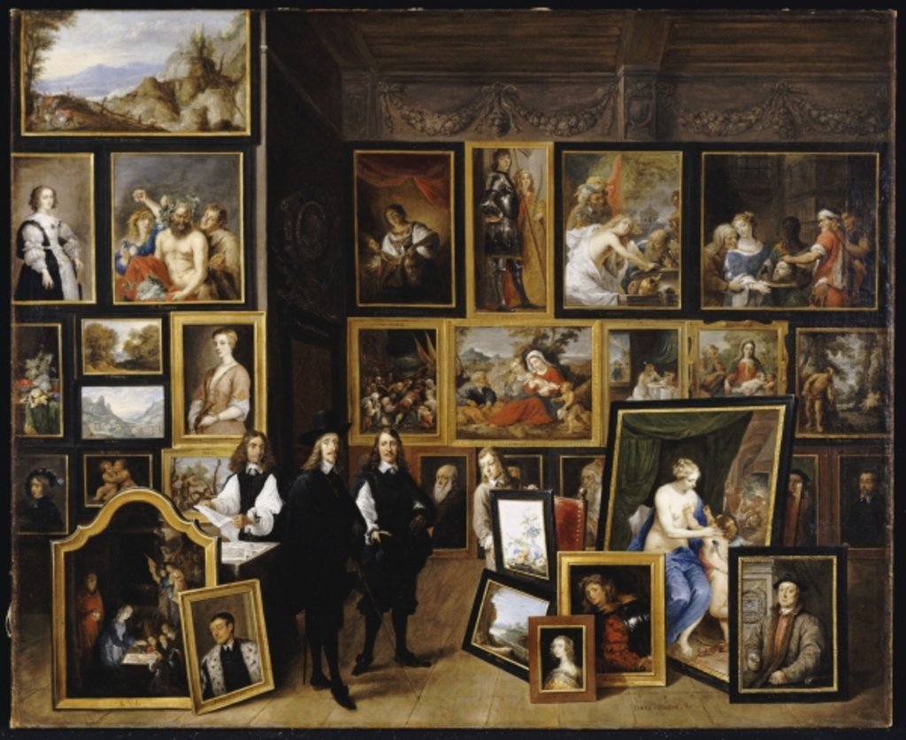 Detail of Archduke Leopold Wilhelm in his Picture Gallery, with the artist and other figures by David the Younger Teniers
