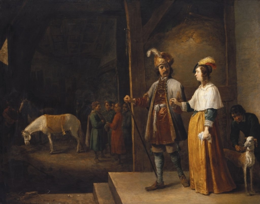 Detail of A Lady and a Gentleman Entering a Stable by David the Younger Teniers