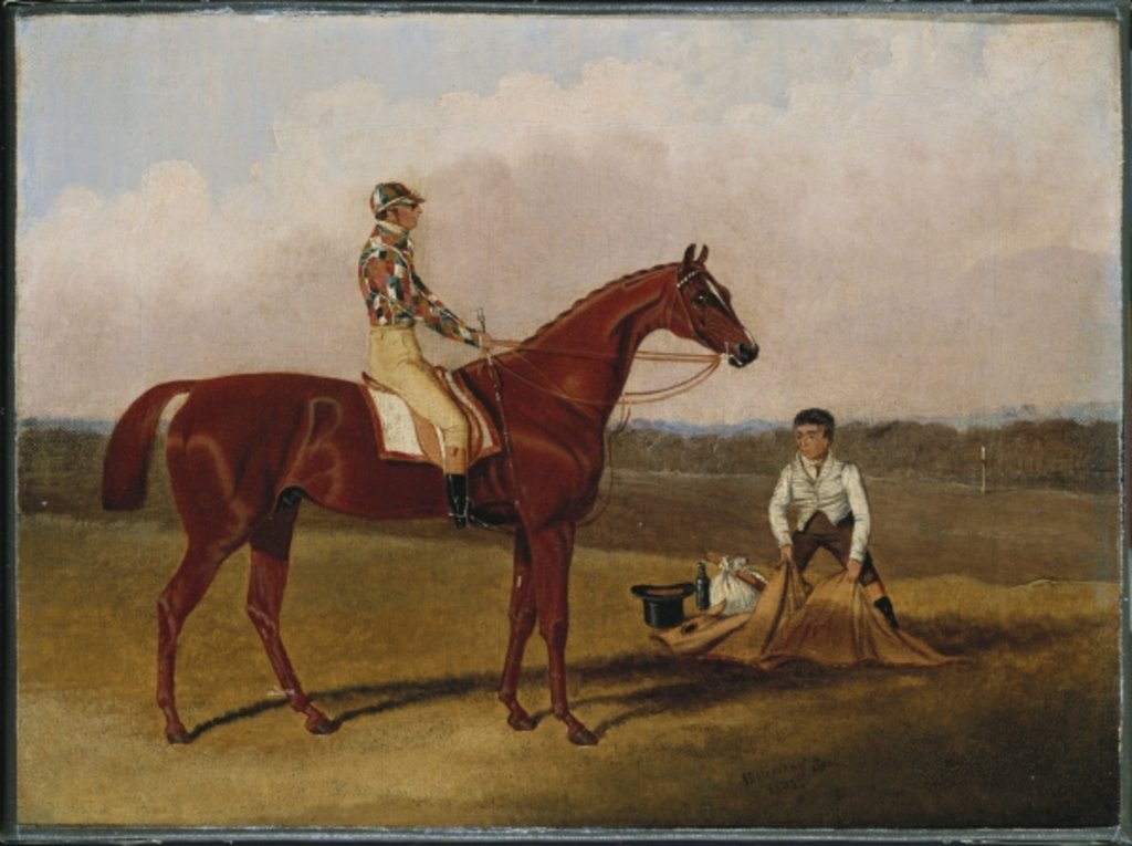Detail of Barefoot, the Racehorse, with a Jockey Up and a Groom, 1835 by John Frederick Herring Snr