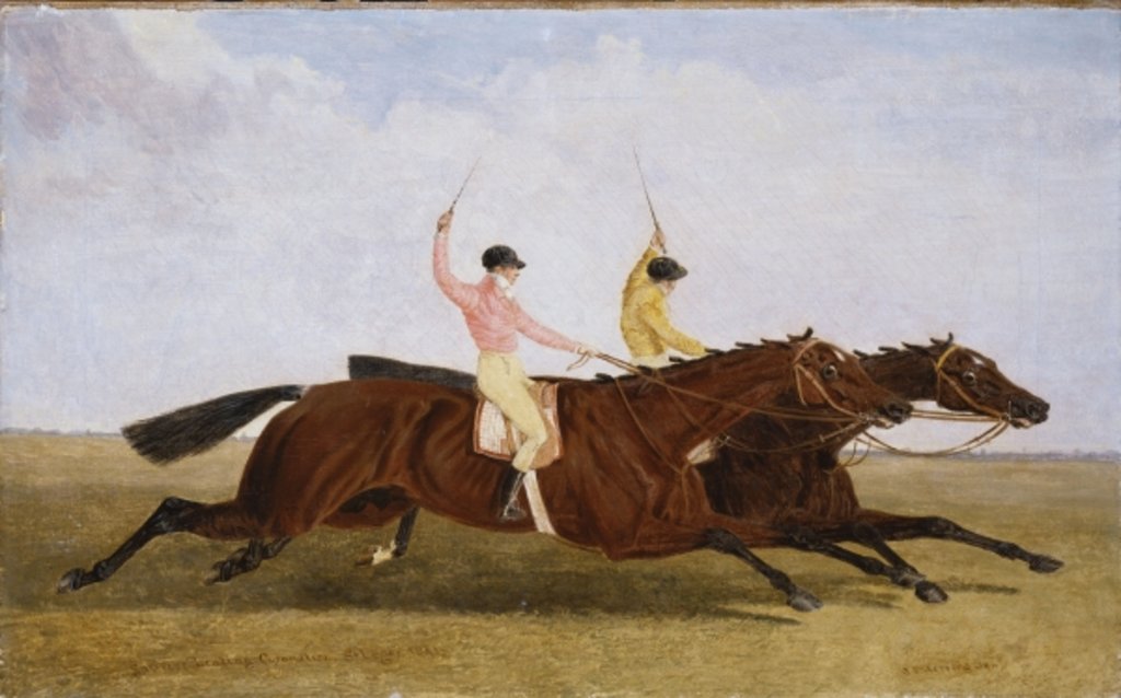 Detail of Satirist with William Scott Up Beating Coronation with John Day Up - The St. Leger 1841 by John Frederick Herring Snr