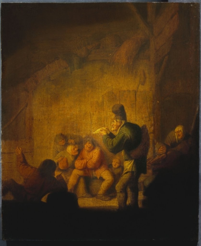 Detail of A Barn Interior with a Jester Regaling his Companions, c.1632 by Adriaen Jansz. van Ostade