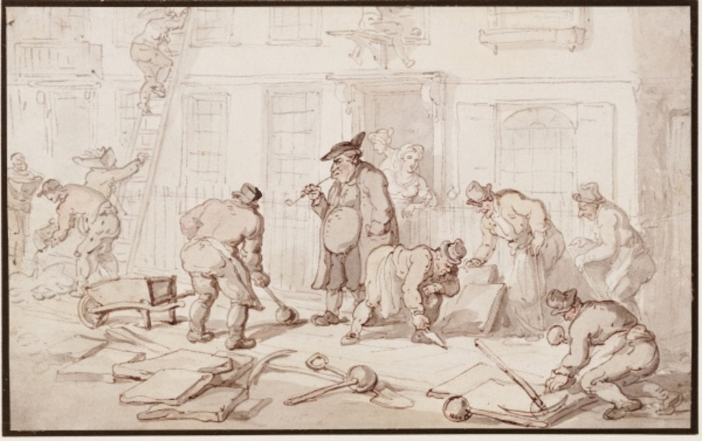 Detail of Labourers Putting Down a Pavement by Thomas Rowlandson