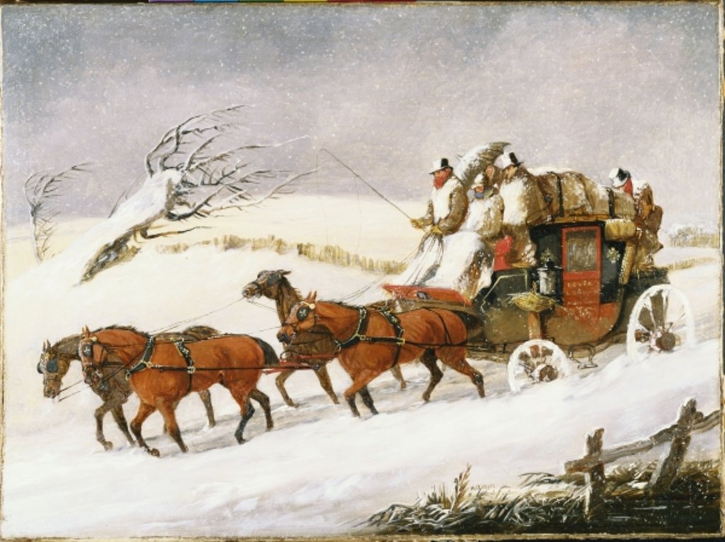 Detail of The Dover to London Coach: In Winter by Henry Thomas Alken