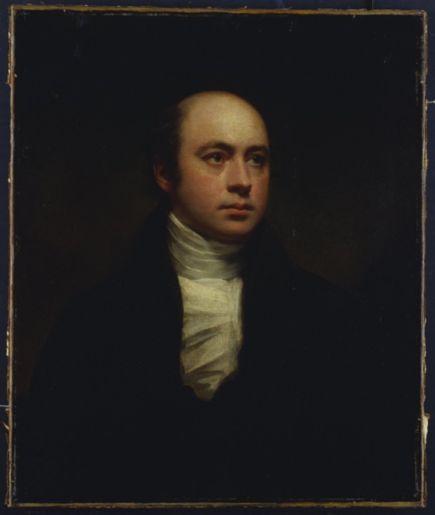 Detail of Portrait of Sir Francis Chantrey, in a dark jacket and white cravat by Henry Raeburn