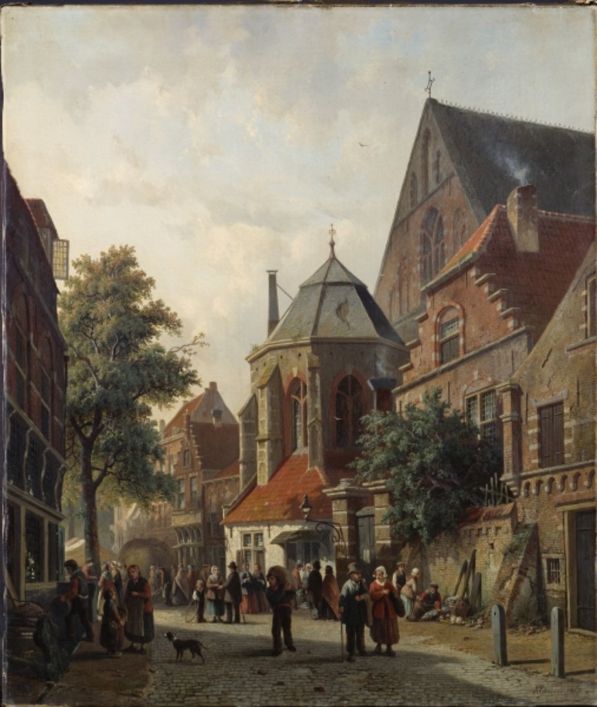 Detail of A Dutch Street Scene, 1867 by Adrianus Eversen