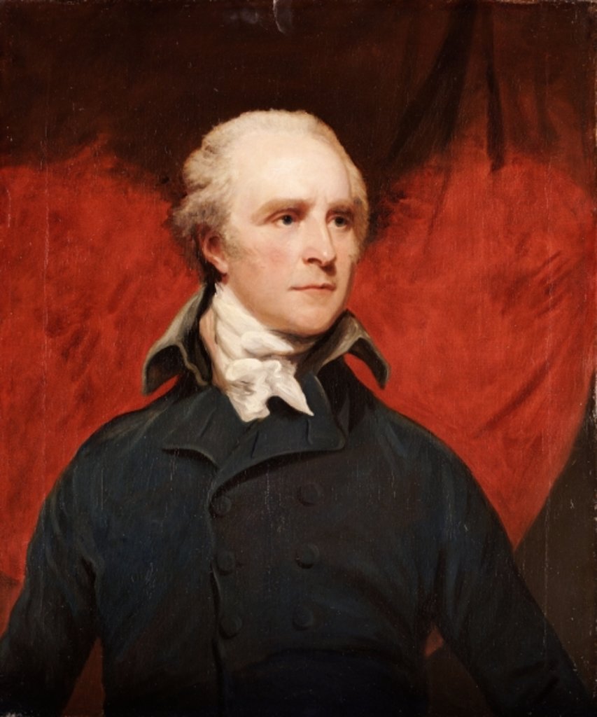 Detail of Portrait of the Rt. Hon. Thomas Grenville, M.P., half-length, in a grey coat and a white cravat by John Hoppner