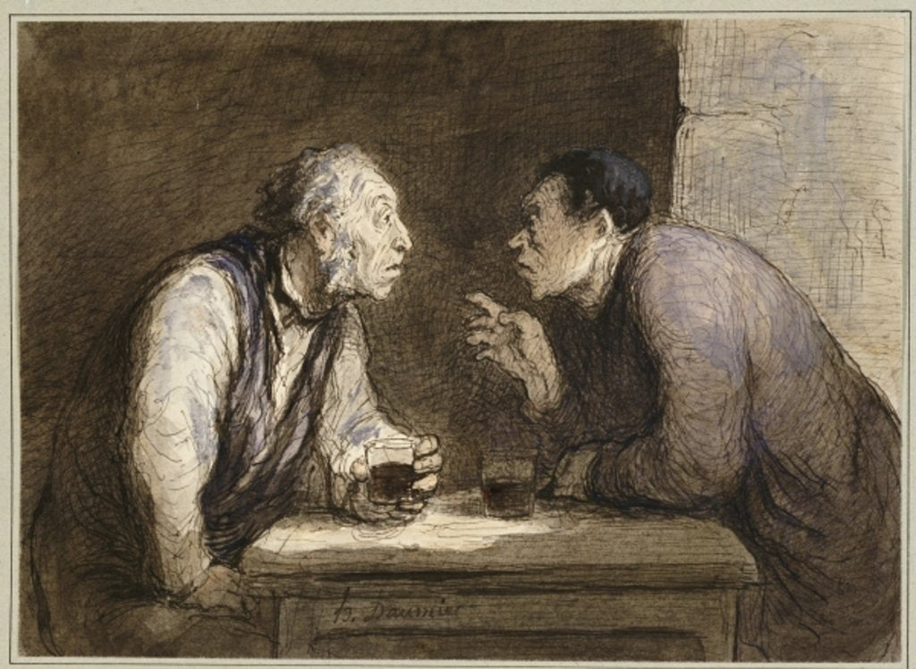 Detail of Two Drinkers, c.1857-69 by Honore Daumier