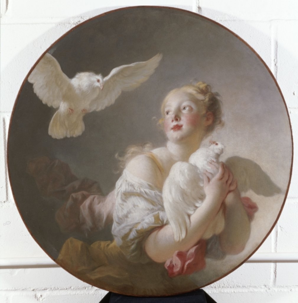 Detail of Girl Holding a Dove by Jean-Honore Fragonard