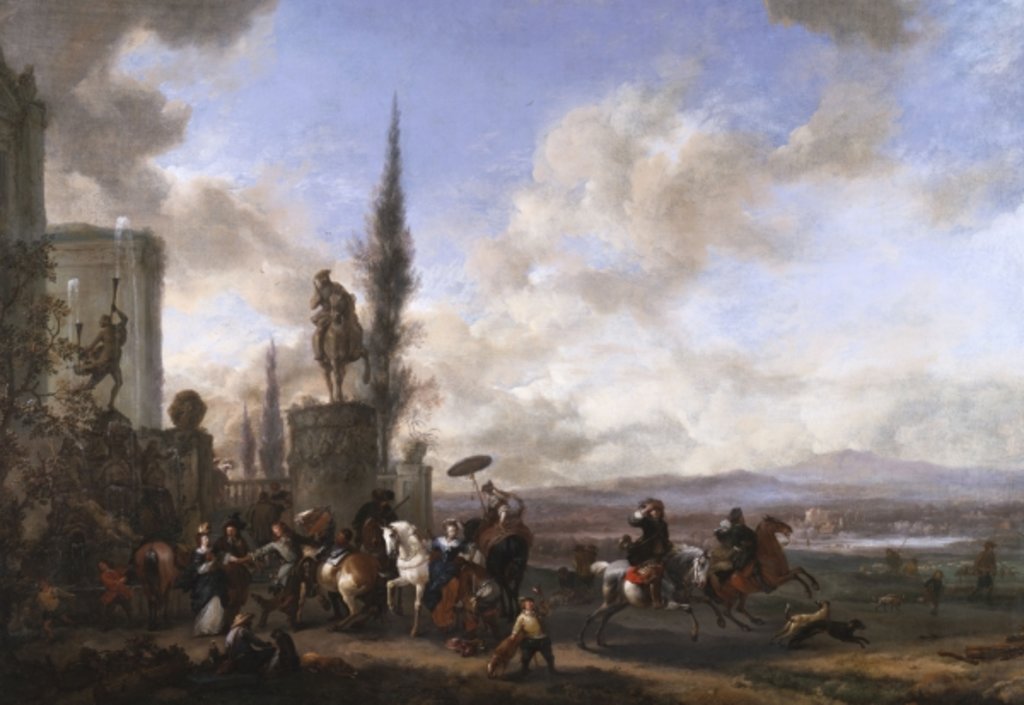 Detail of Departure for the Hunt by Philips Wouwermans or Wouwerman