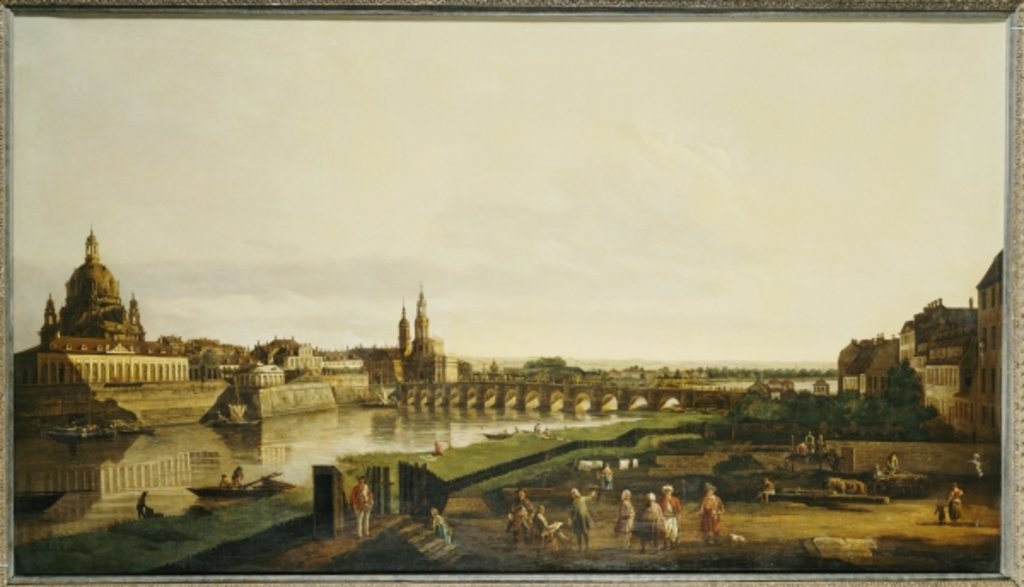 Detail of A View of Dresden from the right bank of the River Elbe above the Augustusbrucke by Bernardo (follower of) Bellotto